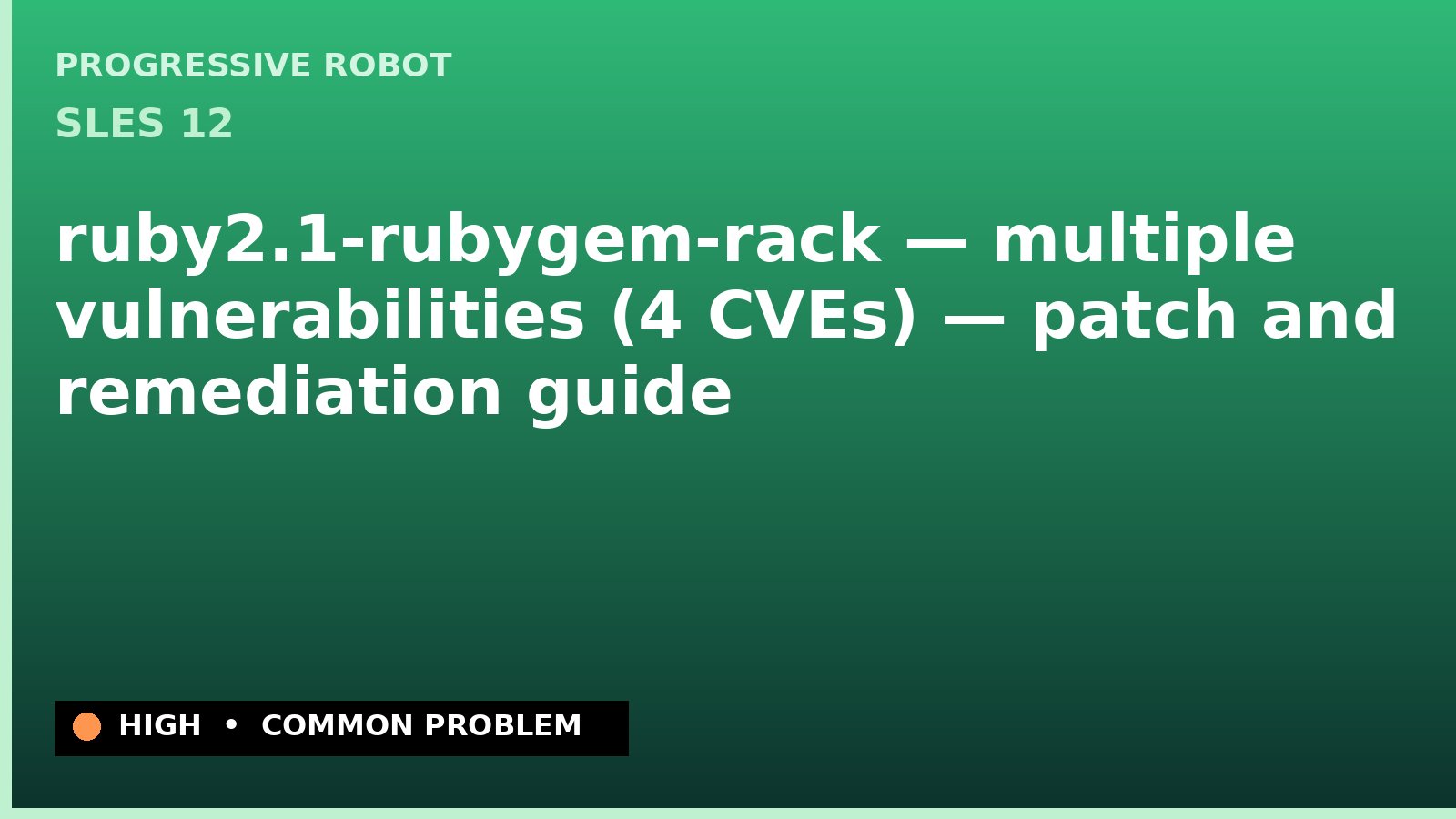 SLES 12 — ruby2.1-rubygem-rack — multiple vulnerabilities (4 CVEs) — patch and remediation guide — diagnosis and fix on SLES 12