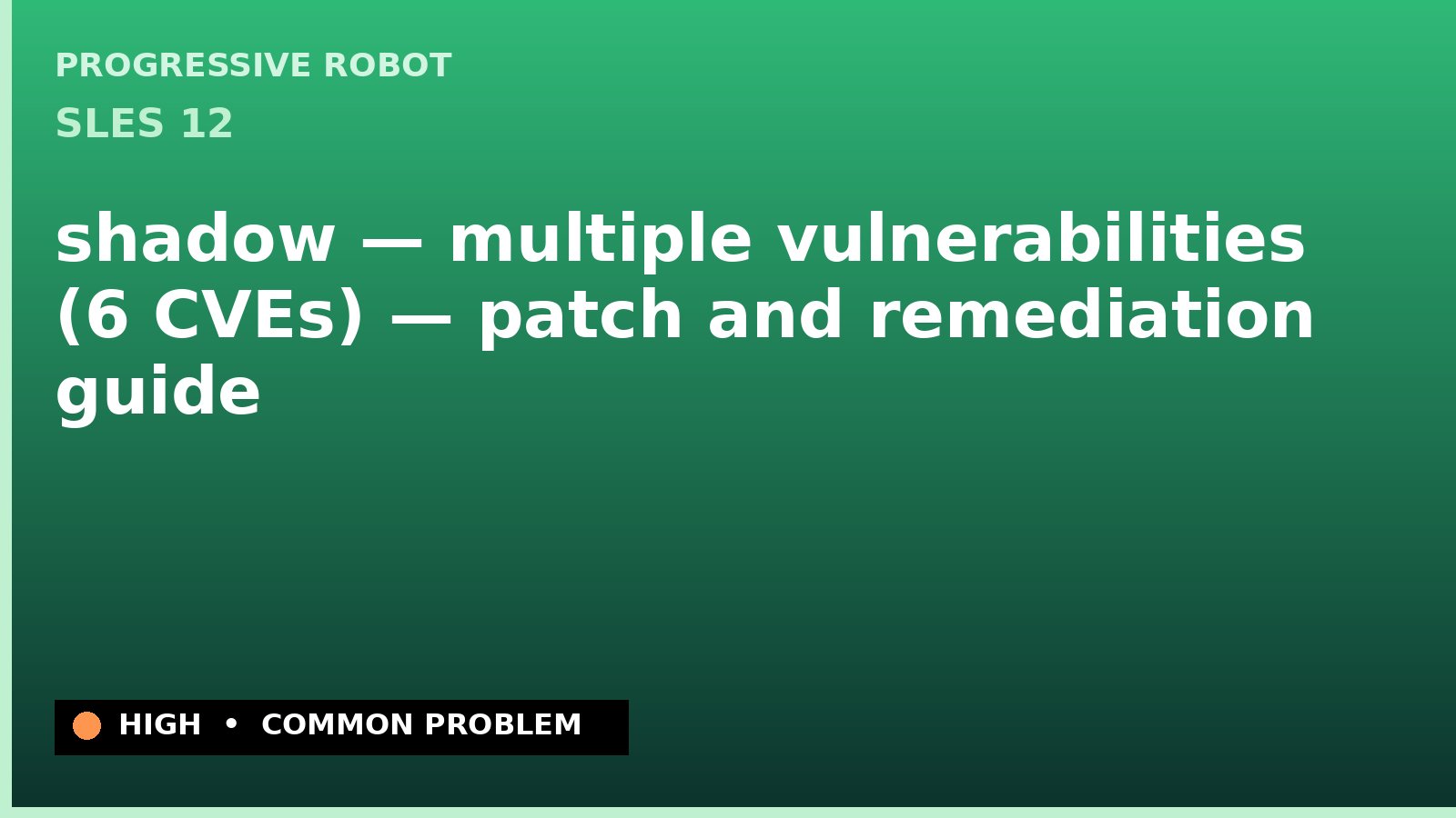 SLES 12 — shadow — multiple vulnerabilities (6 CVEs) — patch and remediation guide — diagnosis and fix on SLES 12