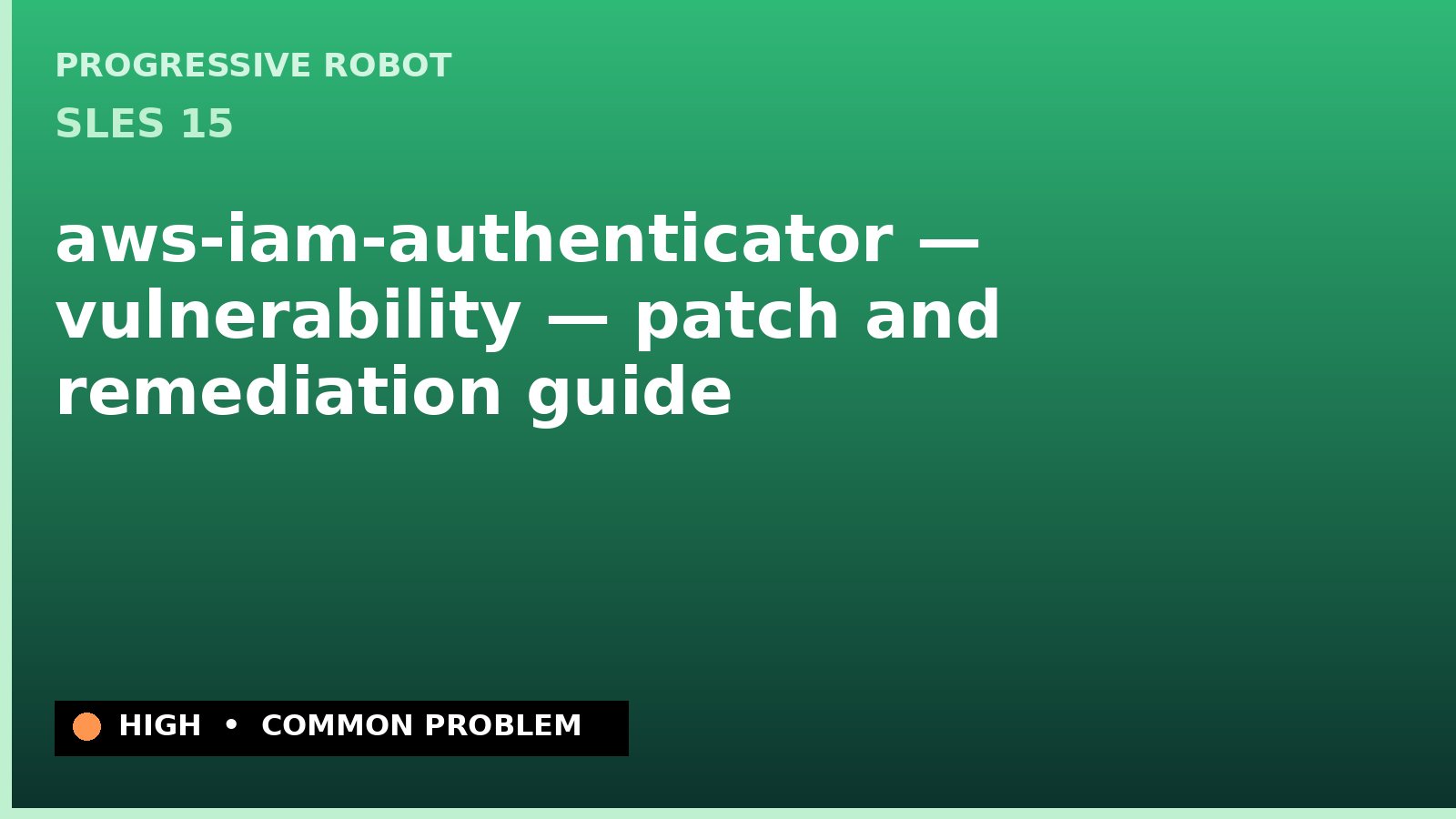 SLES 15 — aws-iam-authenticator — vulnerability — patch and remediation guide — diagnosis and fix on SLES 15