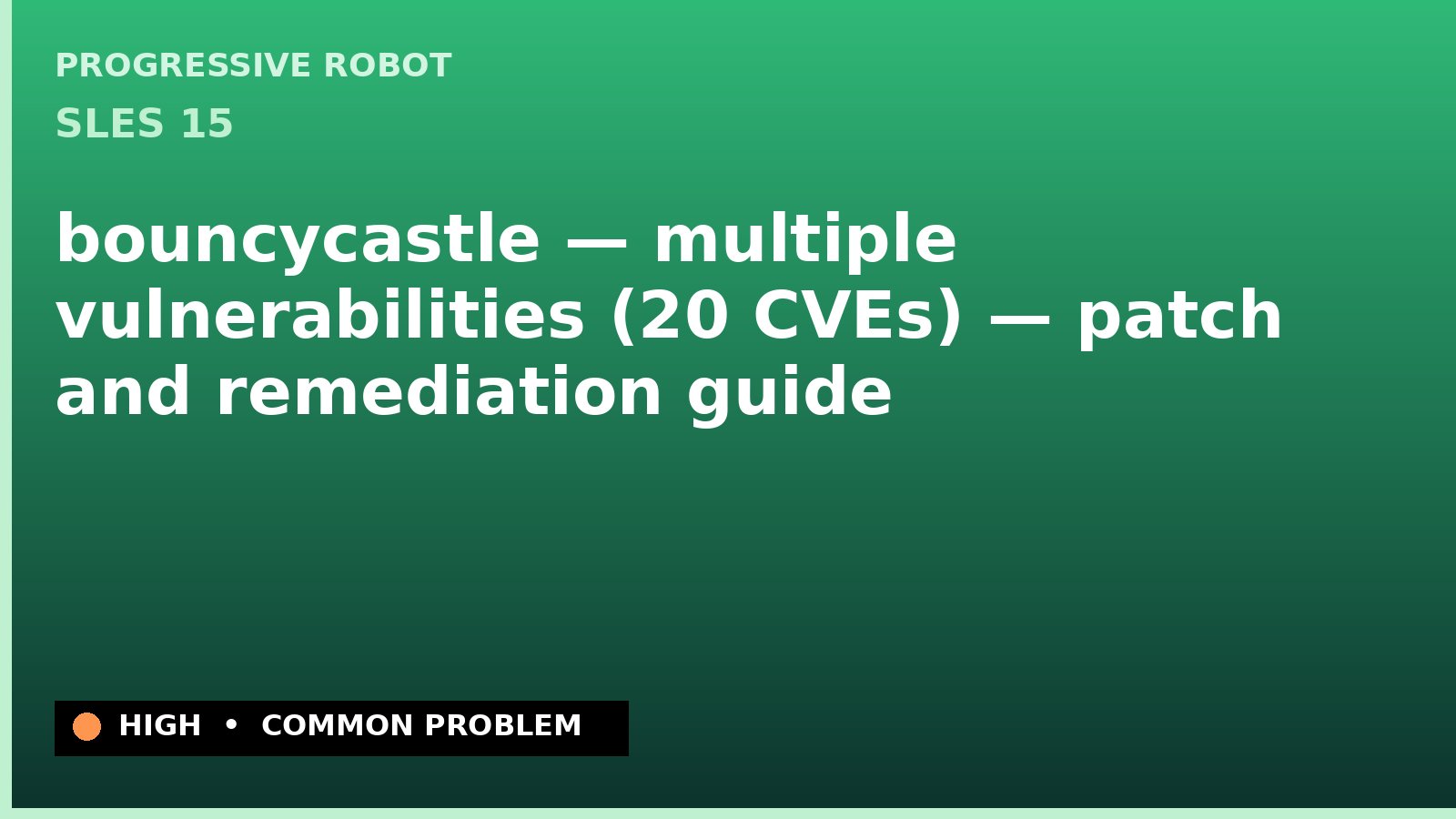 SLES 15 — bouncycastle — multiple vulnerabilities (20 CVEs) — patch and remediation guide — diagnosis and fix on SLES 15