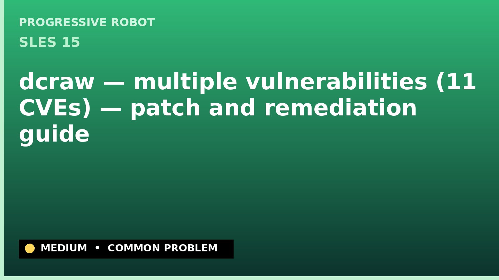 SLES 15 — dcraw — multiple vulnerabilities (11 CVEs) — patch and remediation guide — diagnosis and fix on SLES 15