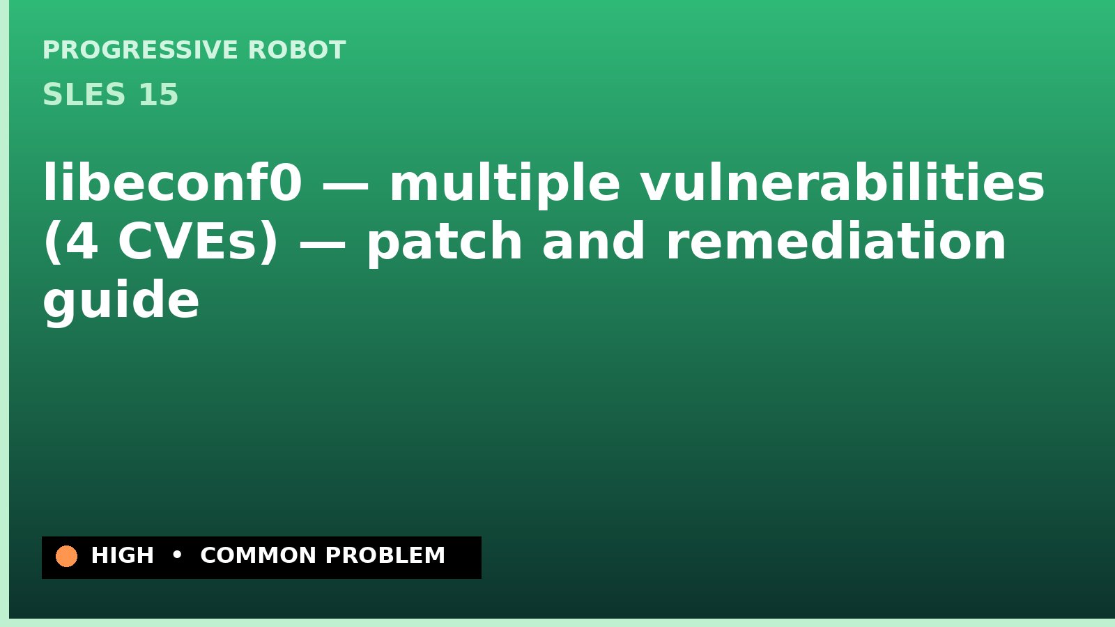 SLES 15 — libeconf0 — multiple vulnerabilities (4 CVEs) — patch and remediation guide — diagnosis and fix on SLES 15