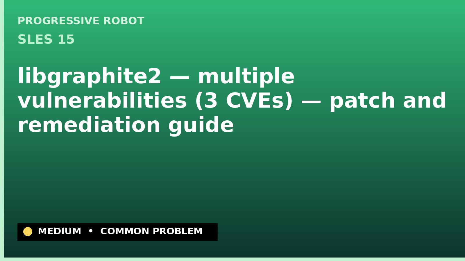 SLES 15 — libgraphite2 — multiple vulnerabilities (3 CVEs) — patch and remediation guide — diagnosis and fix on SLES 15