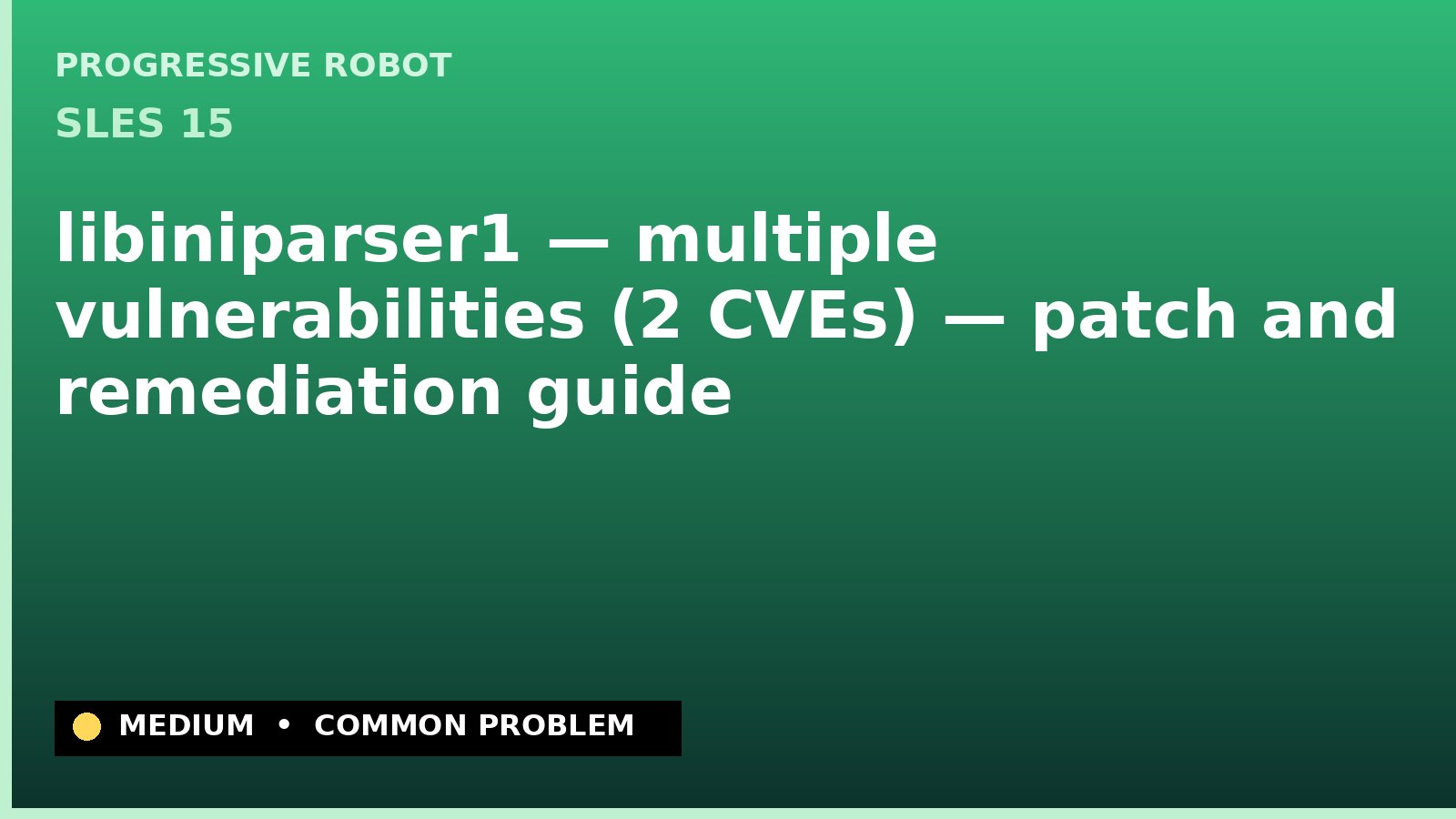 SLES 15 — libiniparser1 — multiple vulnerabilities (2 CVEs) — patch and remediation guide — diagnosis and fix on SLES 15