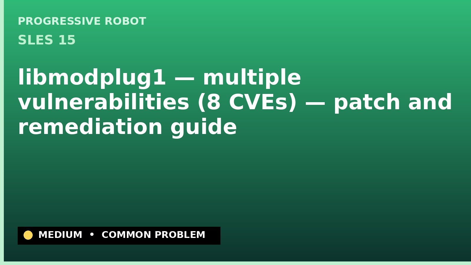 SLES 15 — libmodplug1 — multiple vulnerabilities (8 CVEs) — patch and remediation guide — diagnosis and fix on SLES 15
