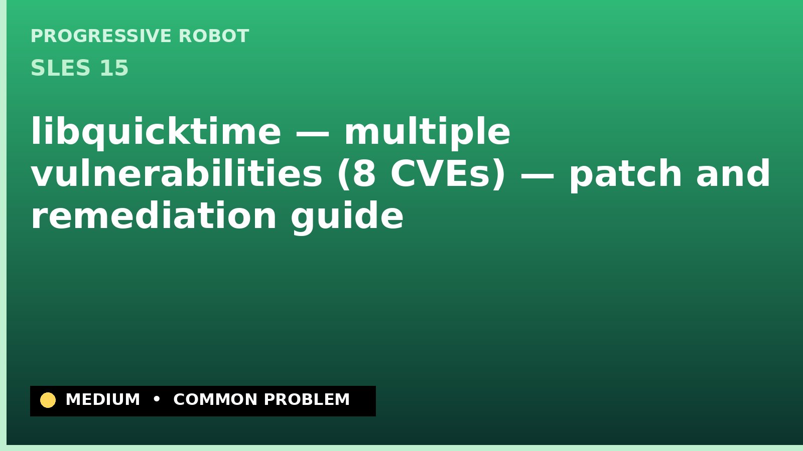 SLES 15 — libquicktime — multiple vulnerabilities (8 CVEs) — patch and remediation guide