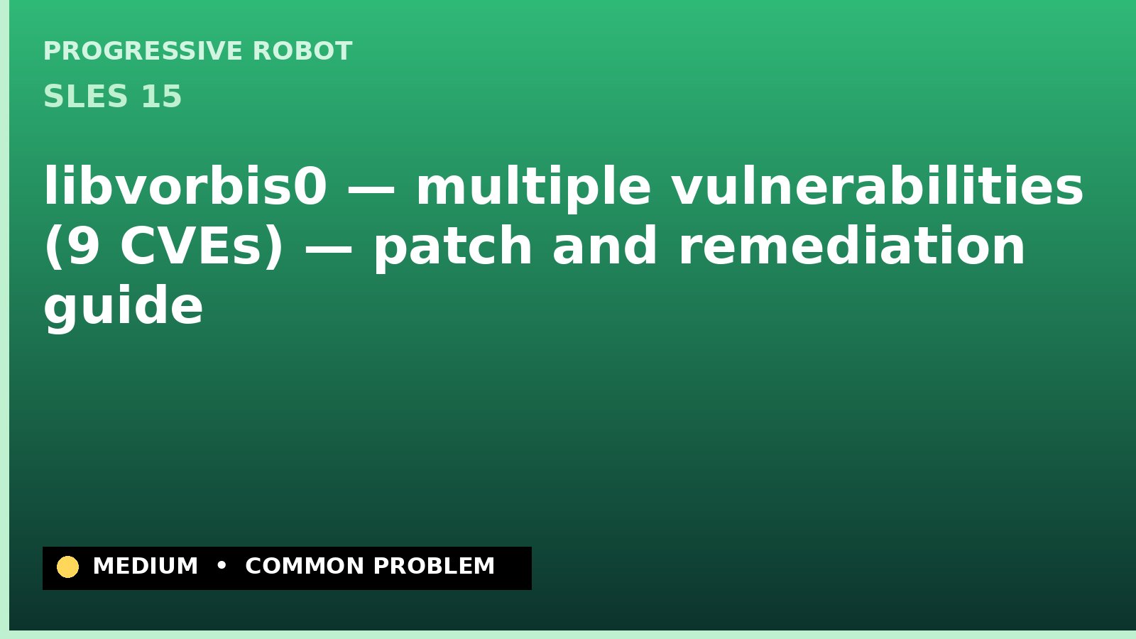 SLES 15 — libvorbis0 — multiple vulnerabilities (9 CVEs) — patch and remediation guide