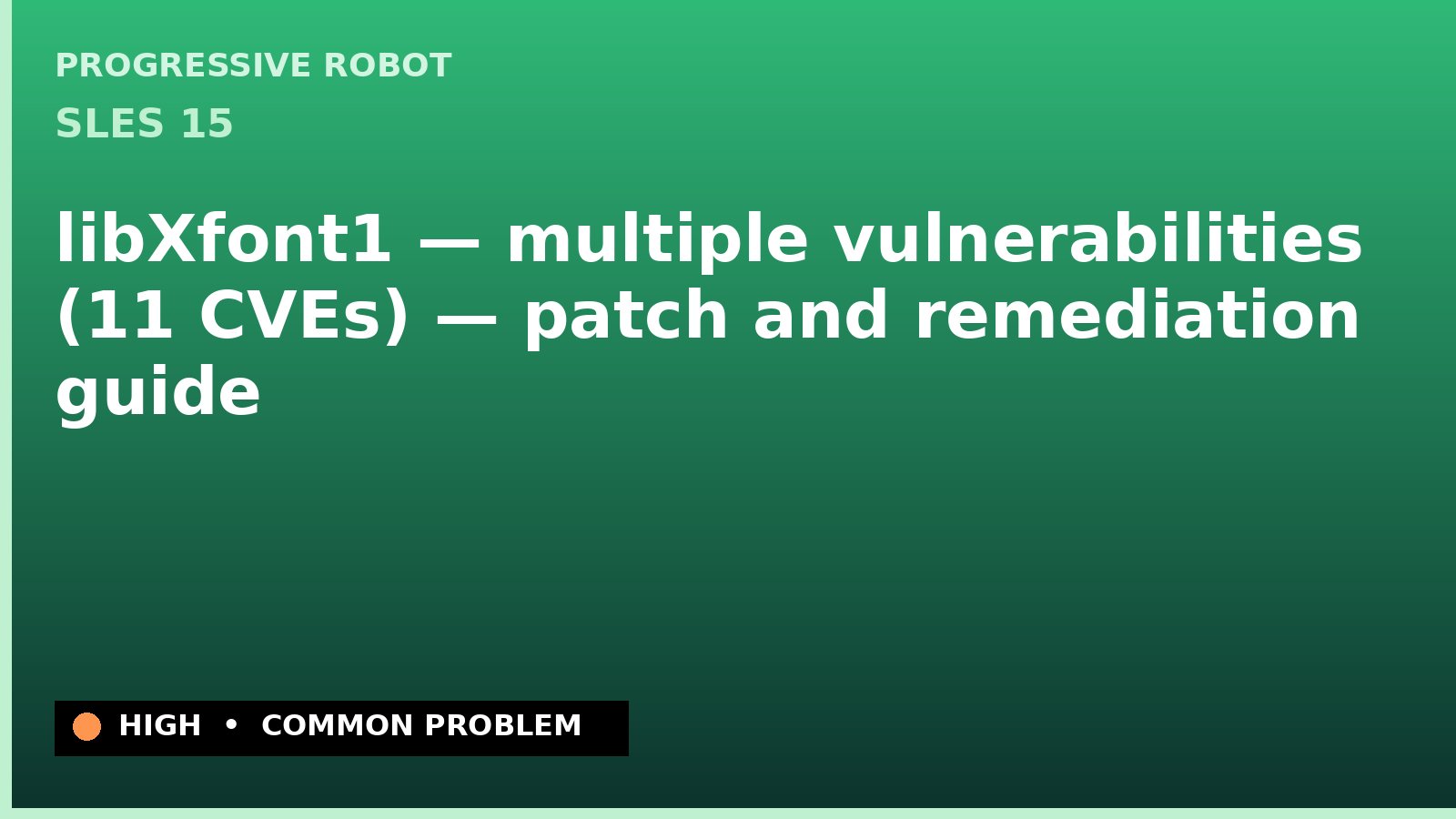 SLES 15 — libXfont1 — multiple vulnerabilities (11 CVEs) — patch and remediation guide — diagnosis and fix on SLES 15