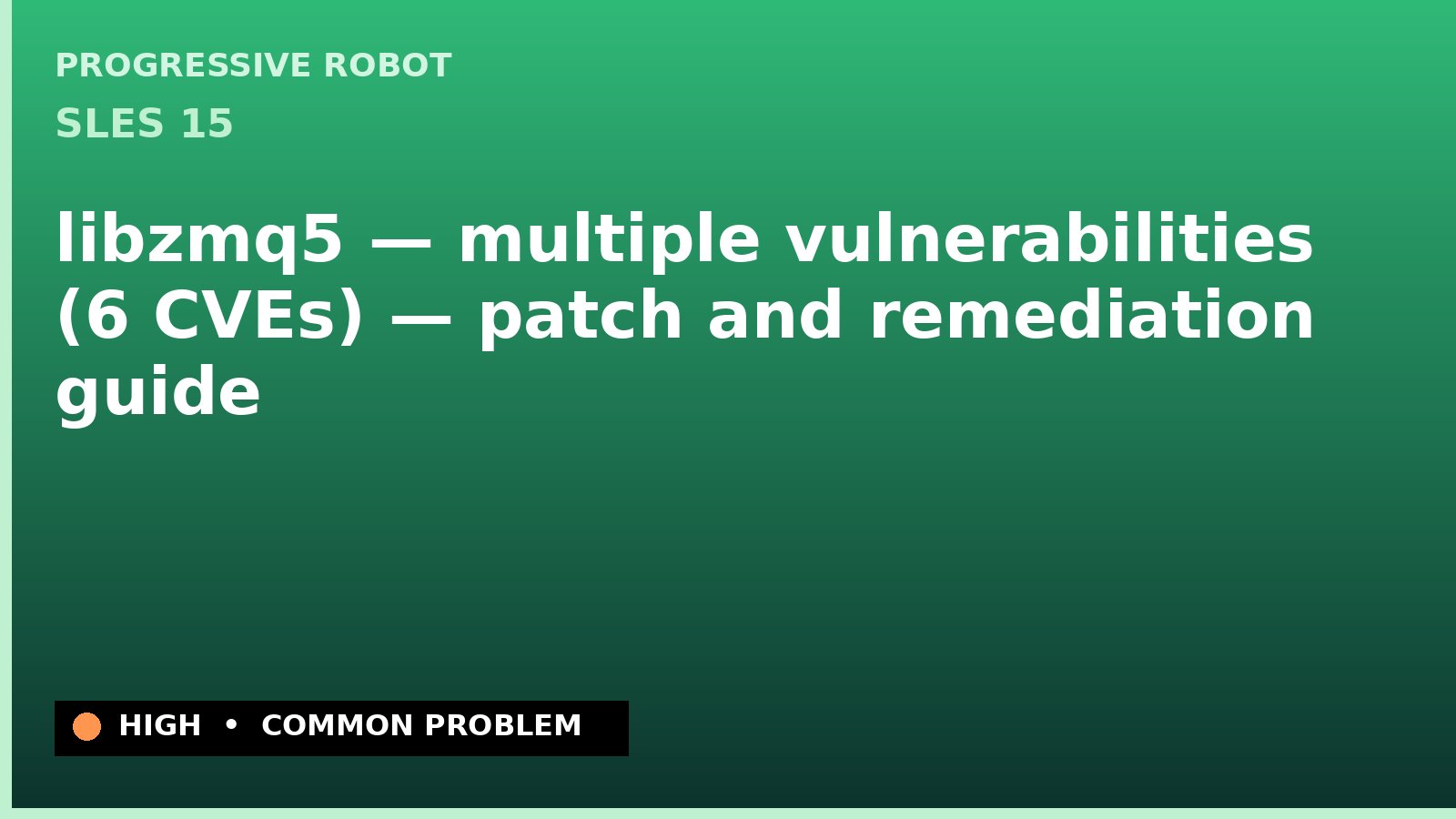 SLES 15 — libzmq5 — multiple vulnerabilities (6 CVEs) — patch and remediation guide — diagnosis and fix on SLES 15
