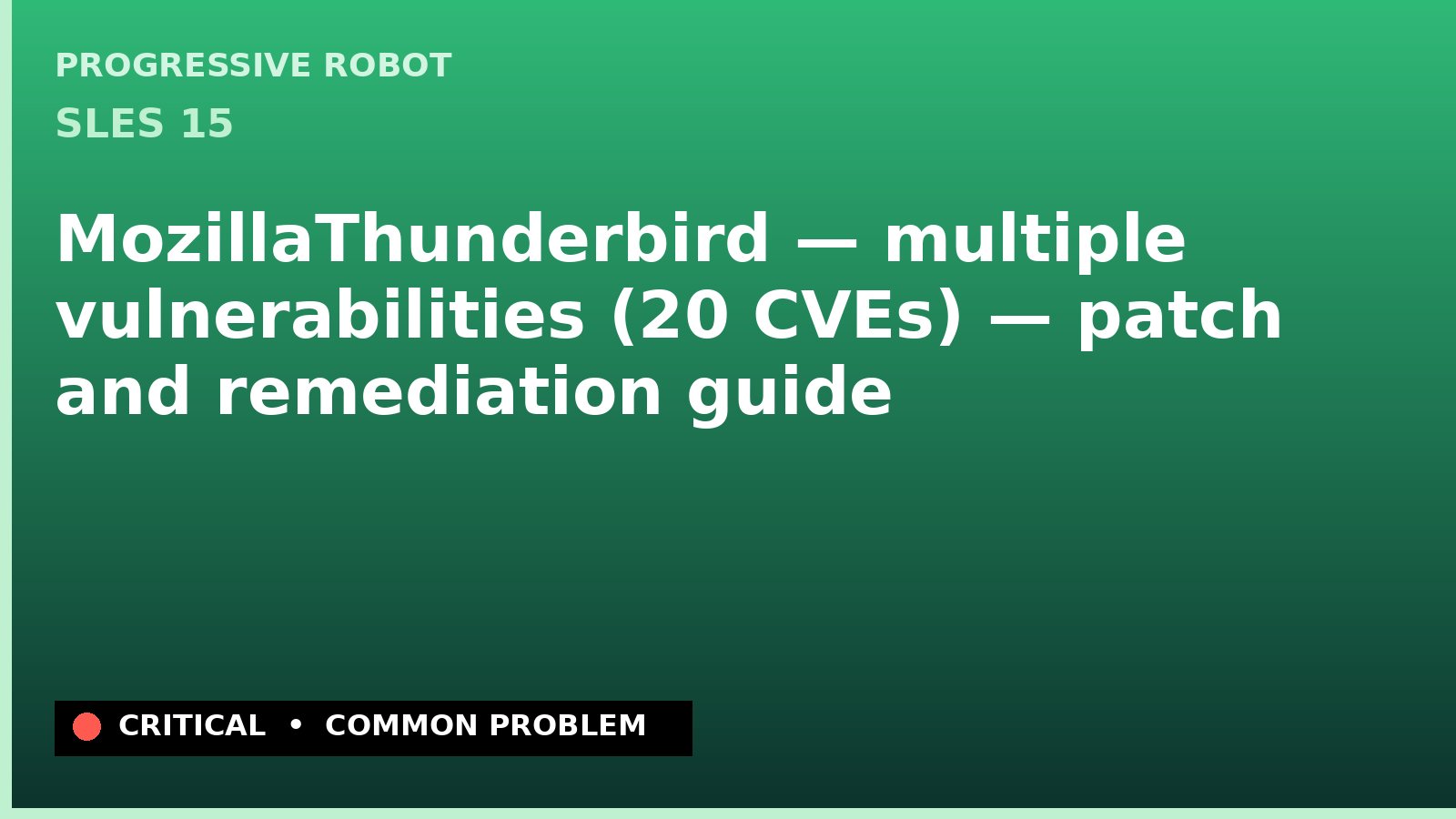 SLES 15 — MozillaThunderbird — multiple vulnerabilities (20 CVEs) — patch and remediation guide