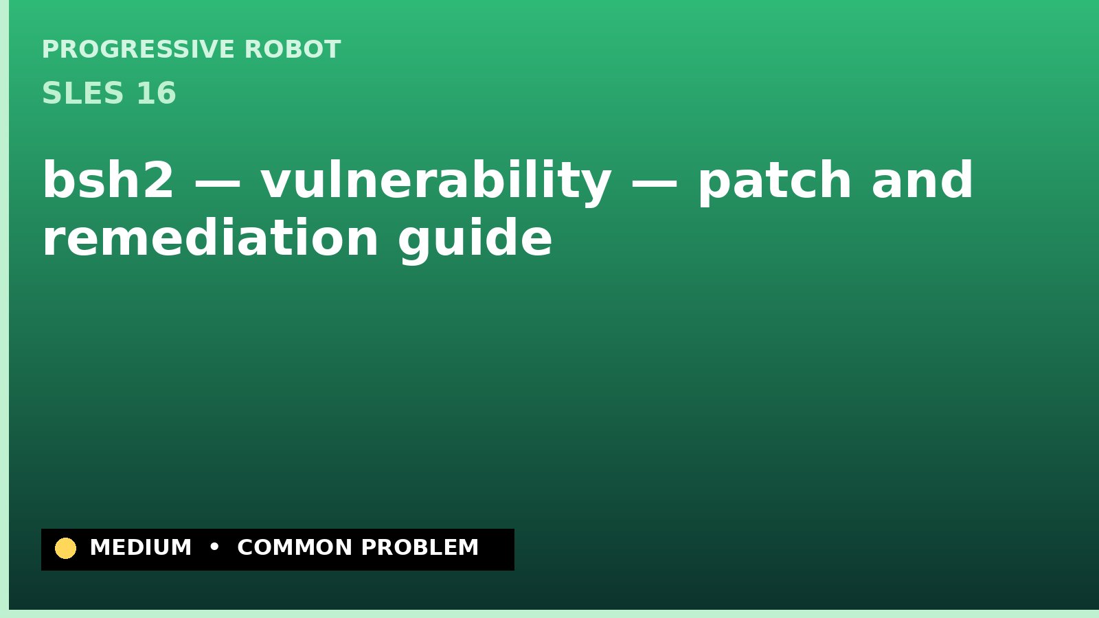 SLES 16 — bsh2 — vulnerability — patch and remediation guide — diagnosis and fix on SLES 16