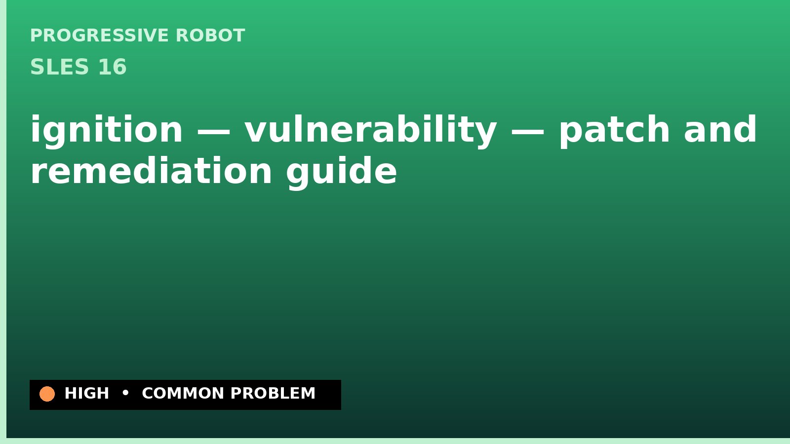 SLES 16 — ignition — vulnerability — patch and remediation guide — diagnosis and fix on SLES 16