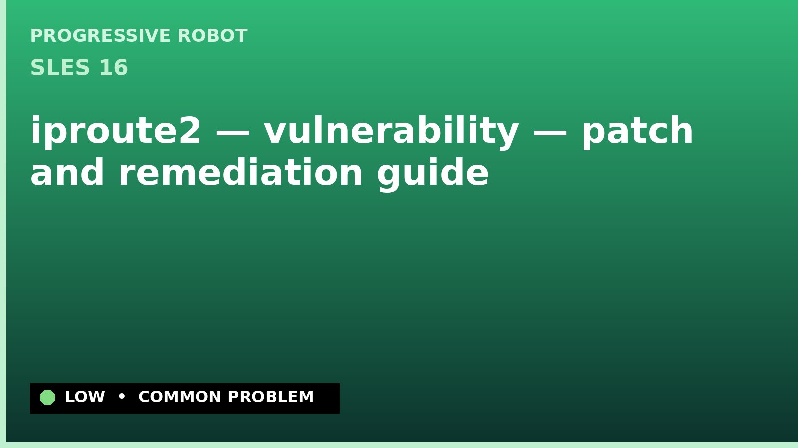 SLES 16 — iproute2 — vulnerability — patch and remediation guide — diagnosis and fix on SLES 16