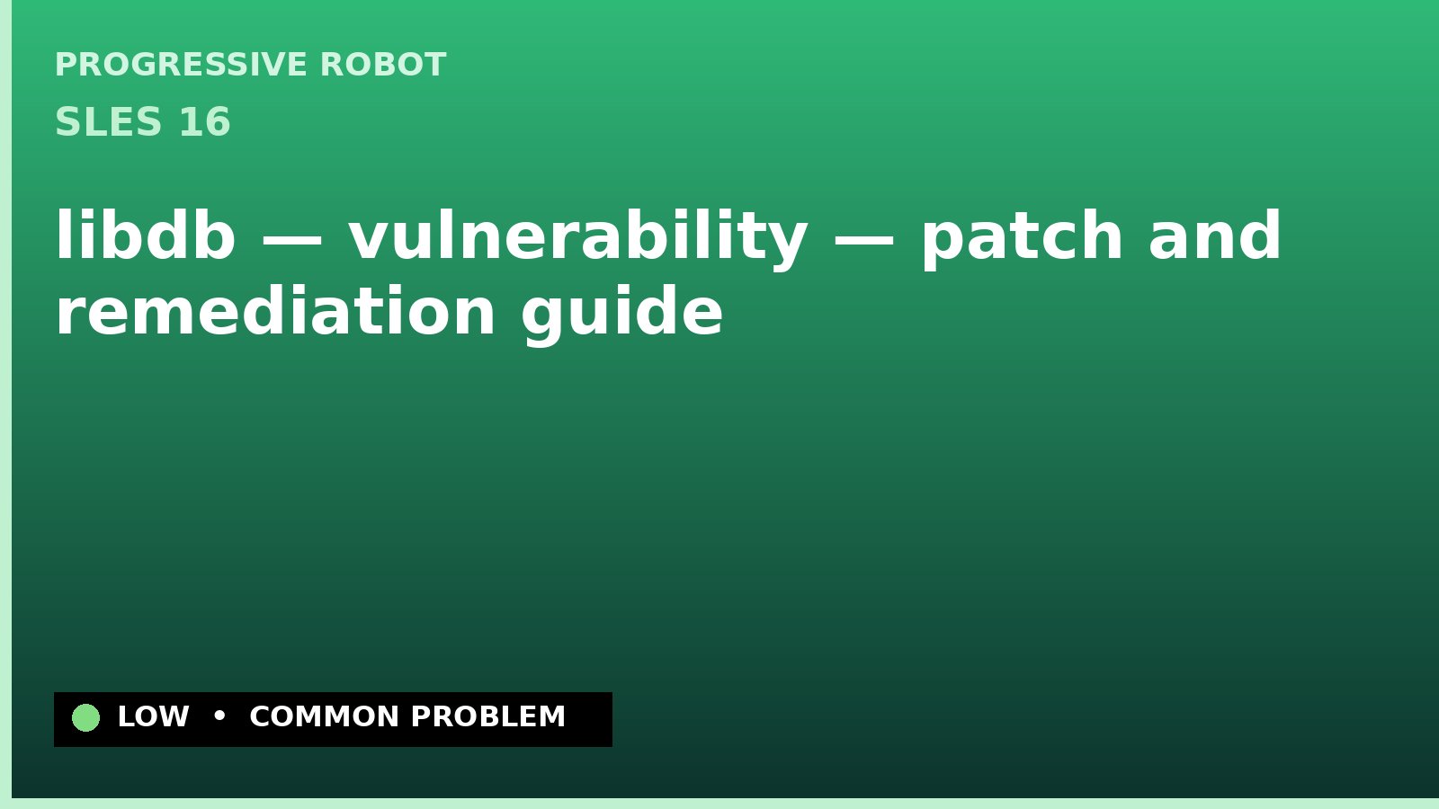 SLES 16 — libdb — vulnerability — patch and remediation guide — diagnosis and fix on SLES 16