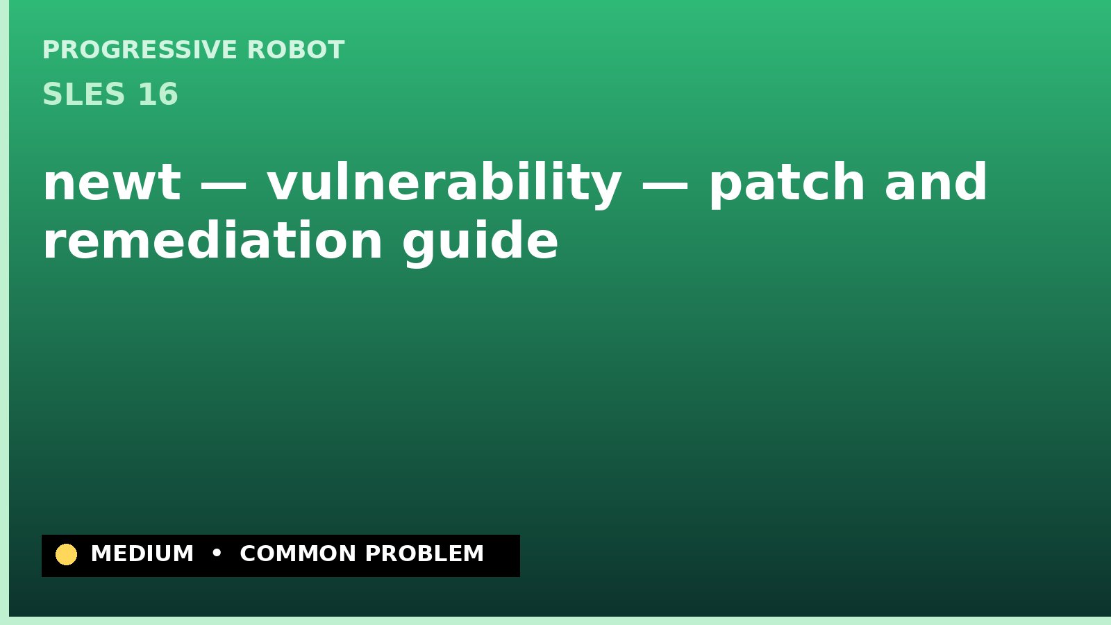 SLES 16 — newt — vulnerability — patch and remediation guide — diagnosis and fix on SLES 16