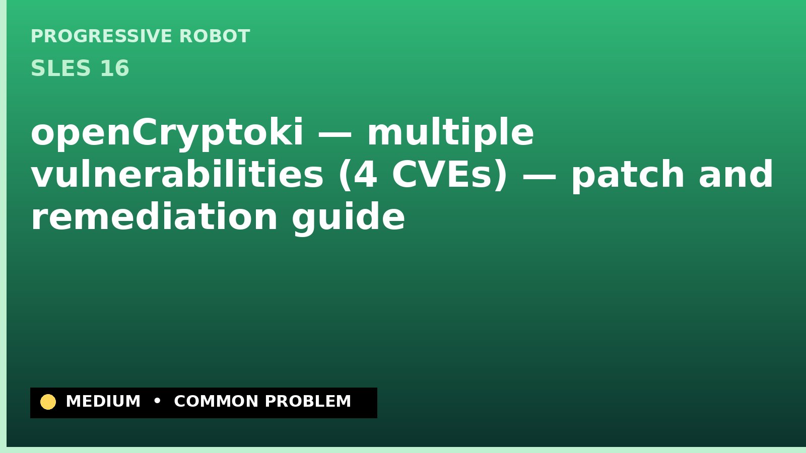 SLES 16 — openCryptoki — multiple vulnerabilities (4 CVEs) — patch and remediation guide — diagnosis and fix on SLES 16
