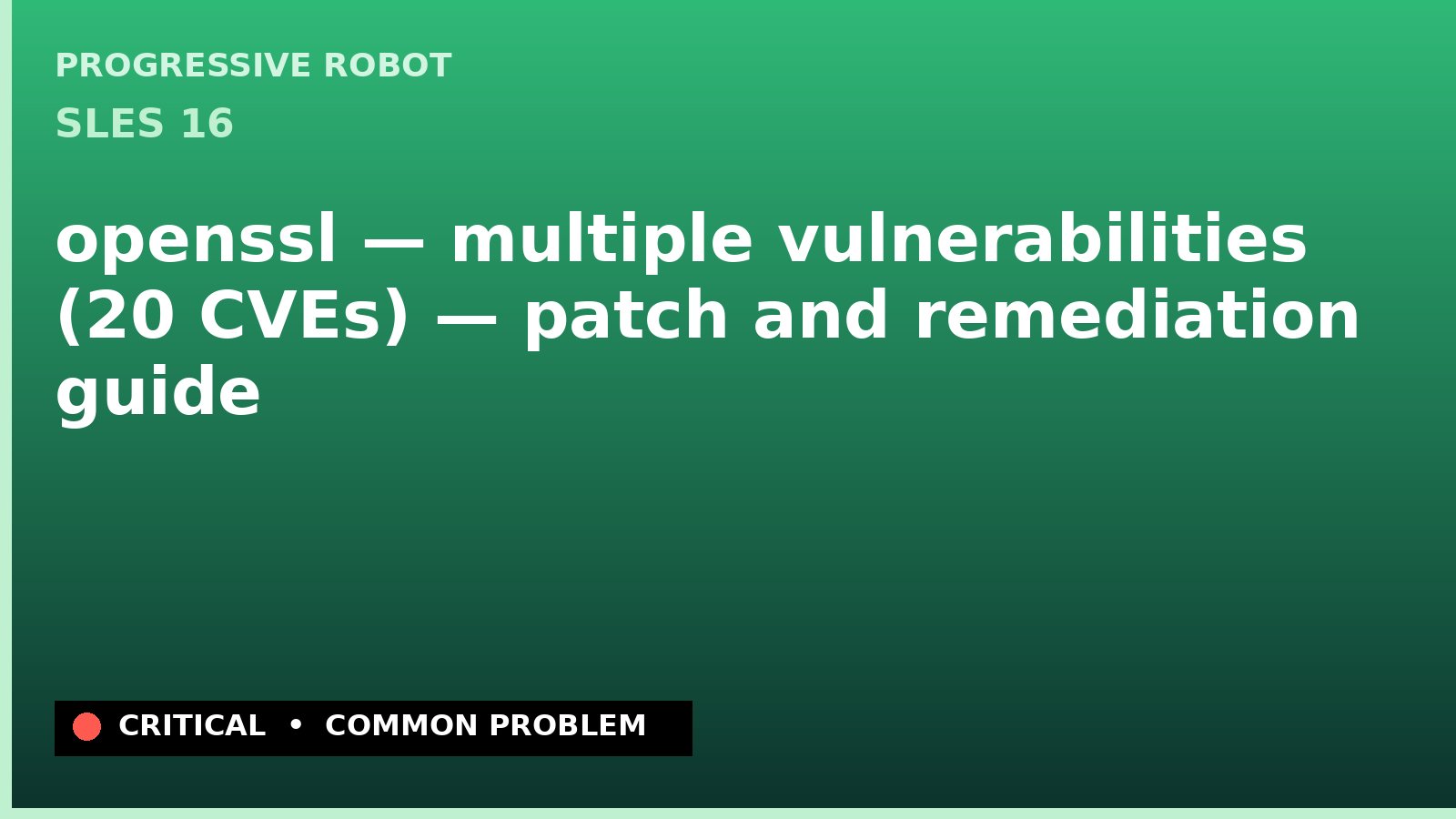SLES 16 — openssl — multiple vulnerabilities (20 CVEs) — patch and remediation guide