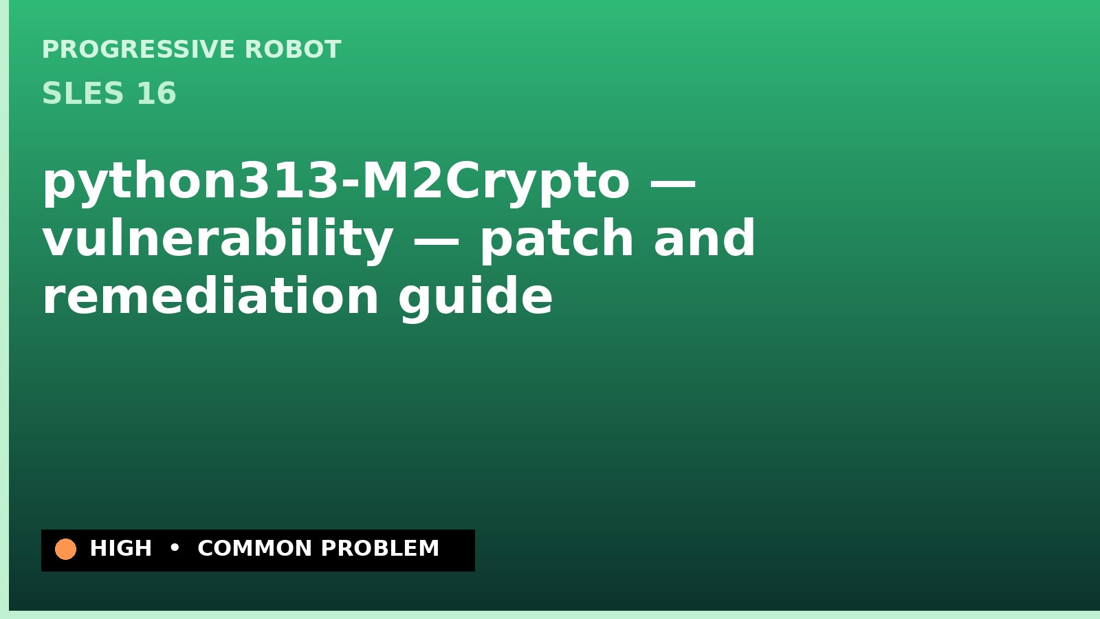 SLES 16 — python313-M2Crypto — vulnerability — patch and remediation guide — diagnosis and fix on SLES 16
