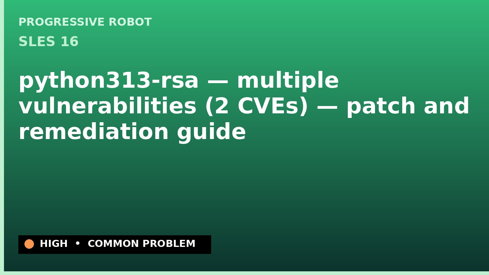 SLES 16 — python313-rsa — multiple vulnerabilities (2 CVEs) — patch and remediation guide — diagnosis and fix on SLES 16