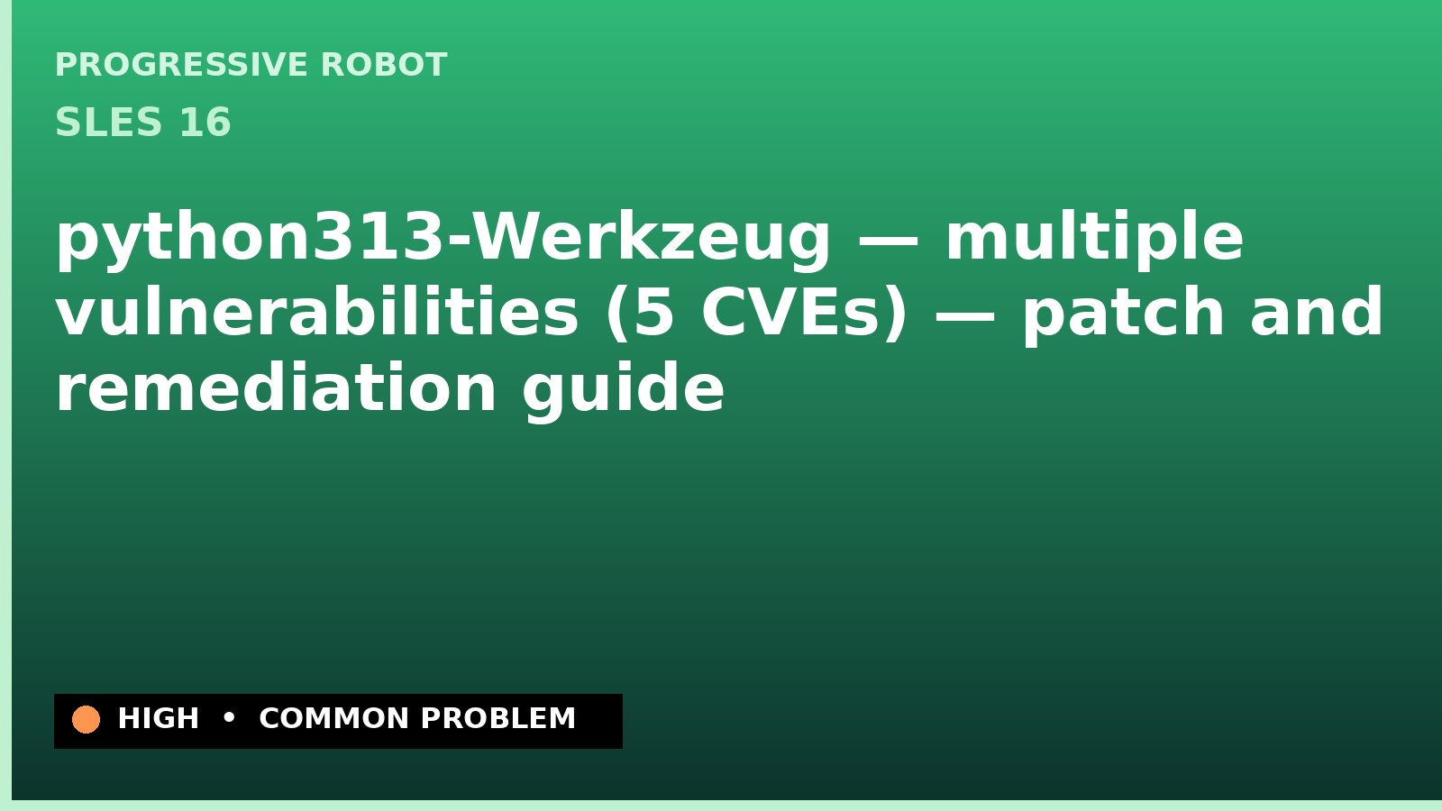 SLES 16 — python313-Werkzeug — multiple vulnerabilities (5 CVEs) — patch and remediation guide — diagnosis and fix on SLES 16