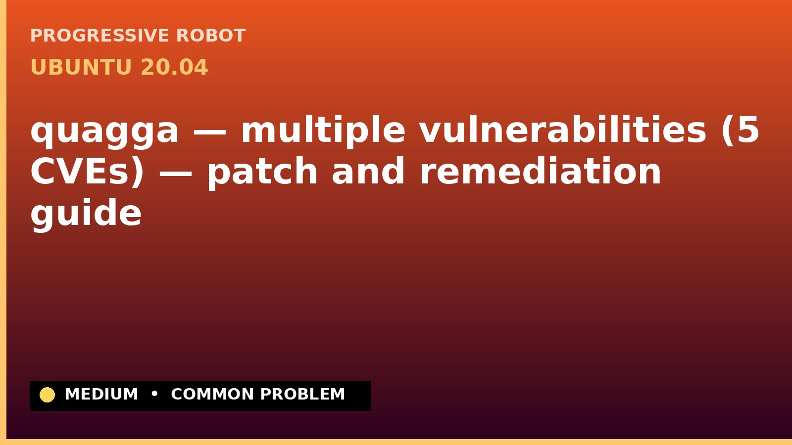 Ubuntu 20.04 — quagga — multiple vulnerabilities (5 CVEs) — patch and remediation guide — diagnosis and fix on Ubuntu 20.04