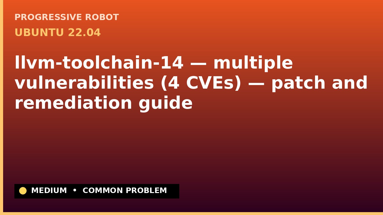 Ubuntu 22.04 — llvm-toolchain-14 — multiple vulnerabilities (4 CVEs) — patch and remediation guide — diagnosis and fix on Ubuntu 22.04