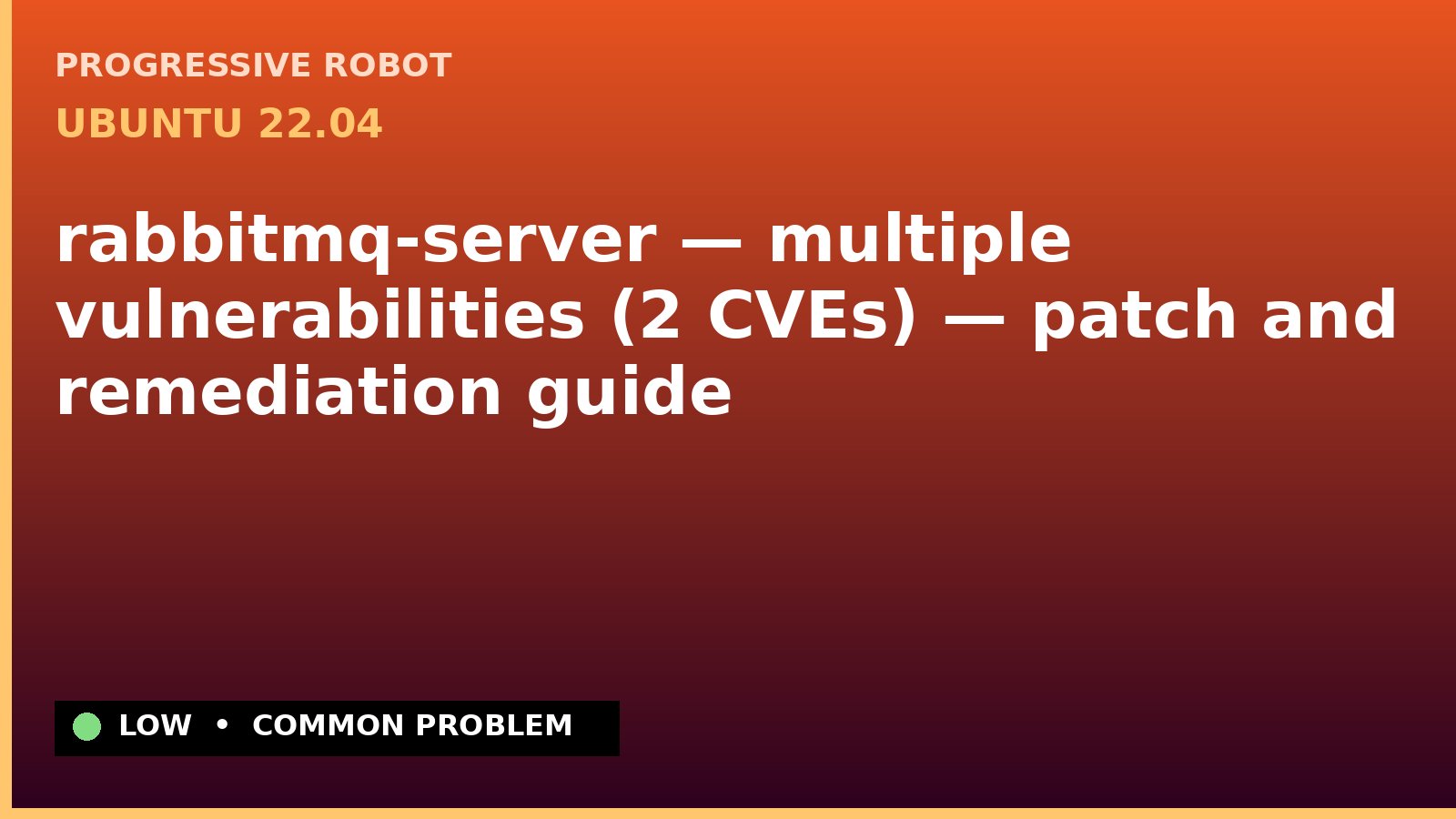 Ubuntu 22.04 — rabbitmq-server — multiple vulnerabilities (2 CVEs) — patch and remediation guide — diagnosis and fix on Ubuntu 22.04