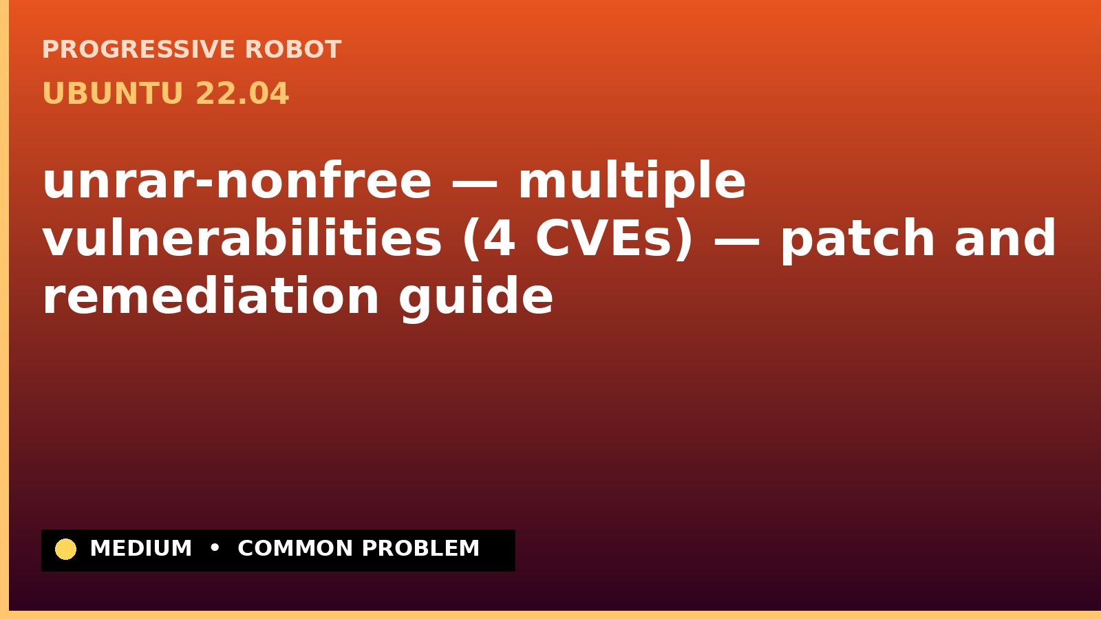 Ubuntu 22.04 — unrar-nonfree — multiple vulnerabilities (4 CVEs) — patch and remediation guide — diagnosis and fix on Ubuntu 22.04